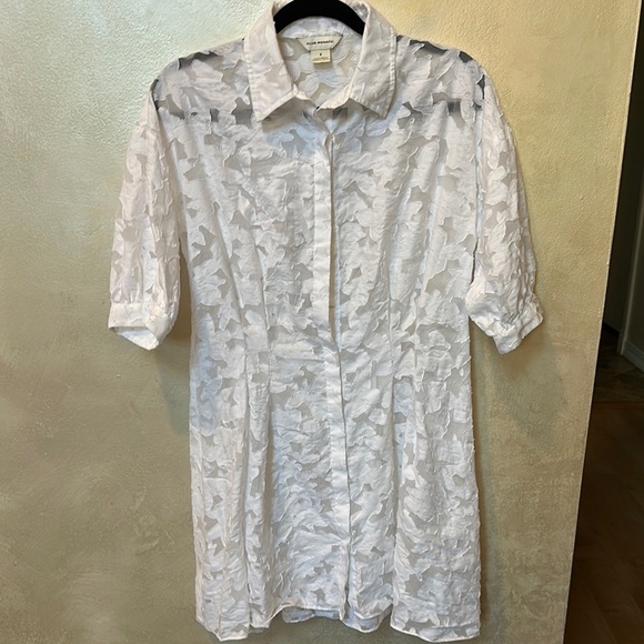 Club Monaco Sheer White Floral dress sz 8 - Picture 1 of 7